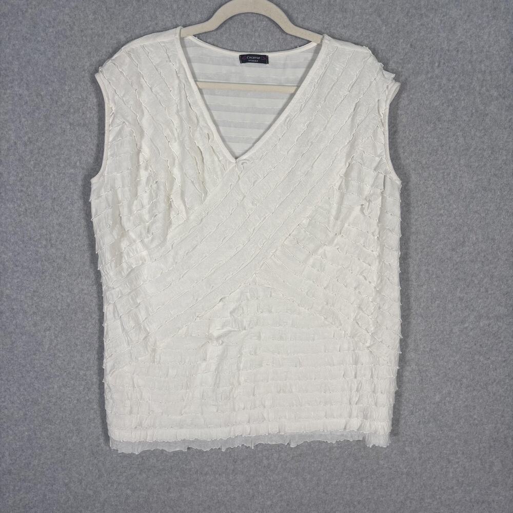 Y2K 90s Cocomo Top XL Cream Crinkle Layered Textured Fairy‎ Romantic Coquette